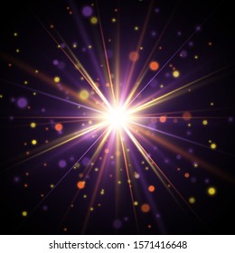 Light effect. Star burst with sparkles. Сolorful vector explosion.