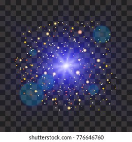 Light effect. Star burst with sparkles. Blue vector explosion