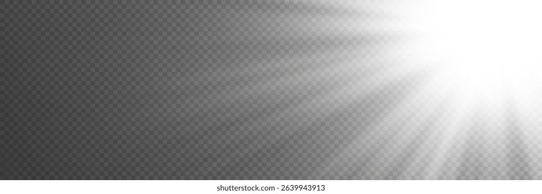 Light effect. Star burst. White png star on transparent background. Vector illustration.