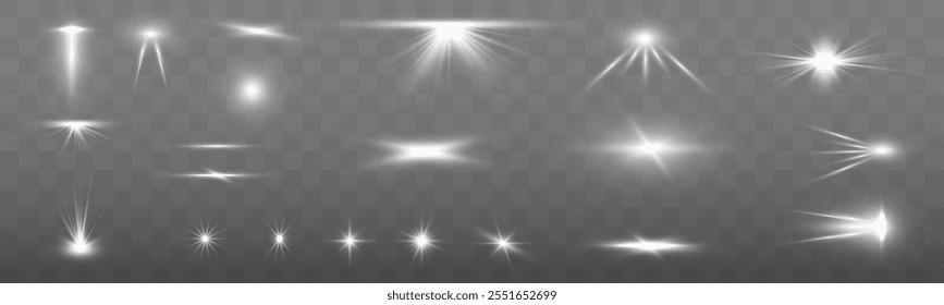 Light effect, star, flare, sparkle set. Rotating shiny rings of white snow illustration for winter design. Ethereal fire portal sign with strange flame spark