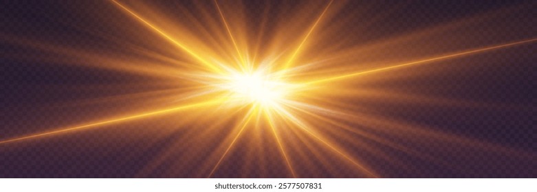 Light effect of star flash and explosion, light rays.