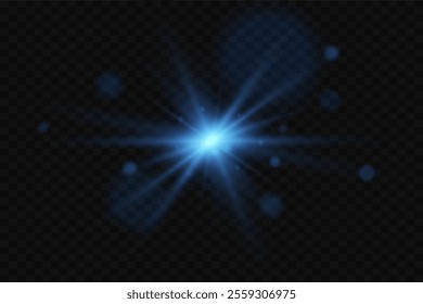 Light effect of star and flash, glare of rays and light. On a transparent background.