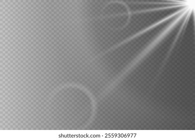 Light effect of star and flash, glare of rays and light. On a transparent background.