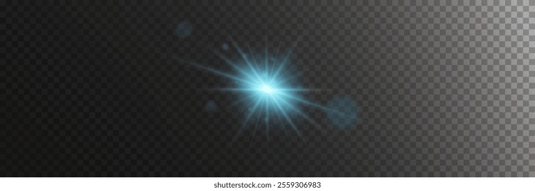 Light effect of star and flash, glare of rays and light. On a transparent background.