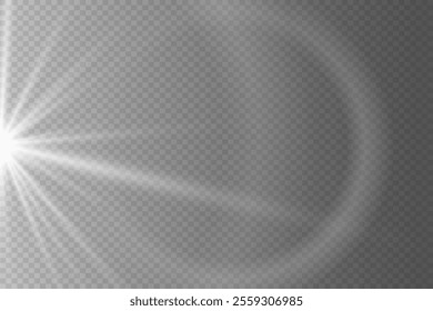 Light effect of star and flash, glare of rays and light. On a transparent background.