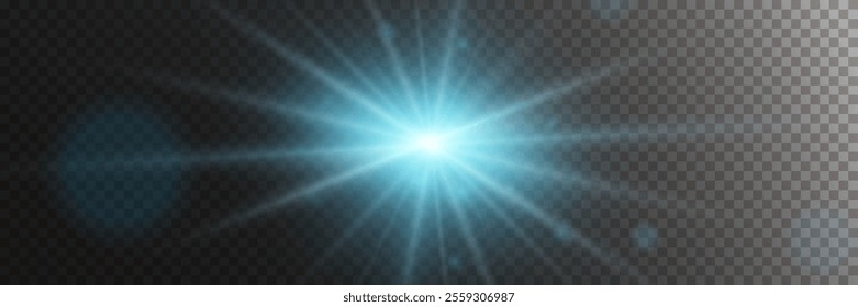 Light effect of star and flash, glare of rays and light. On a transparent background.