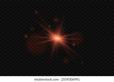 Light effect of star and flash, glare of rays and light. On a transparent background.