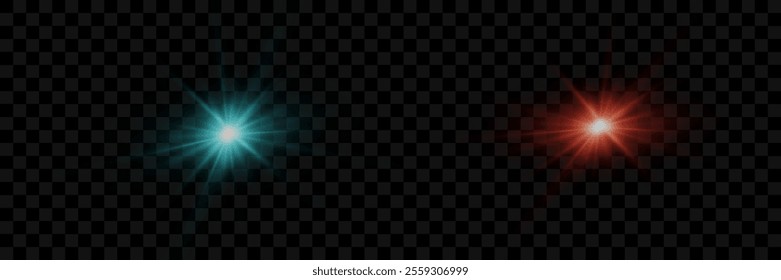 Light effect of star and flash, glare of rays and light. On a transparent background.