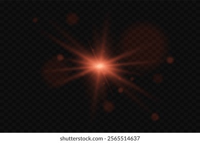 Light effect of star and flash, glare of rays and light. On a transparent background.