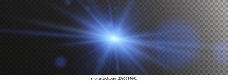 Light effect of star and flash, glare of rays and light. On a transparent background.