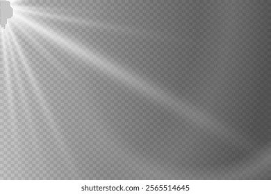 Light effect of star and flash, glare of rays and light. On a transparent background.