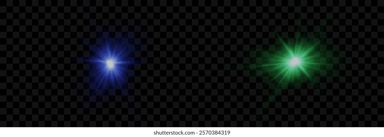 Light effect of star and flash, glare of rays and light. On a transparent background.