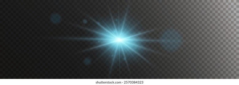 Light effect of star and flash, glare of rays and light. On a transparent background.