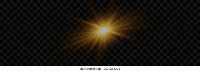 Light effect of star and flash, glare of rays and light. On a transparent background.