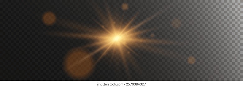 Light effect of star and flash, glare of rays and light. On a transparent background.