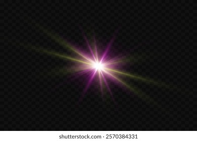 Light effect of star and flash, glare of rays and light. On a transparent background.