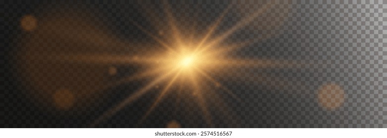 Light effect of star and flash, glare of rays and light. On a transparent background.