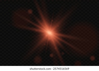 Light effect of star and flash, glare of rays and light. On a transparent background.