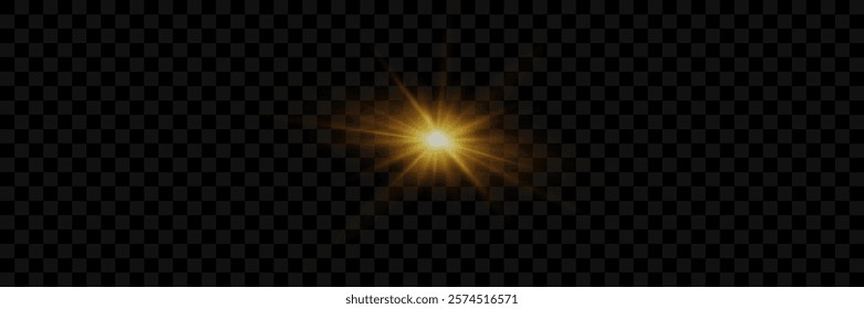 Light effect of star and flash, glare of rays and light. On a transparent background.