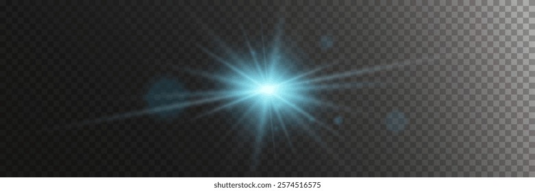 Light effect of star and flash, glare of rays and light. On a transparent background.