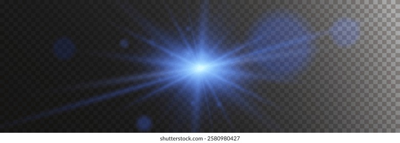 Light effect of star and flash, glare of rays and light. On a transparent background.