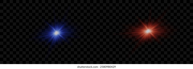 Light effect of star and flash, glare of rays and light. On a transparent background.