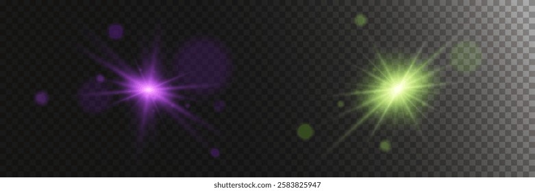 Light effect of star and flash, glare of rays and light. On a transparent background.