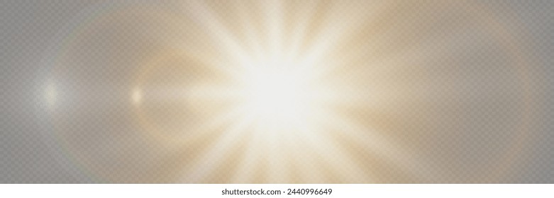 The light effect star flashed. Bright light and flash. On a transparent background.