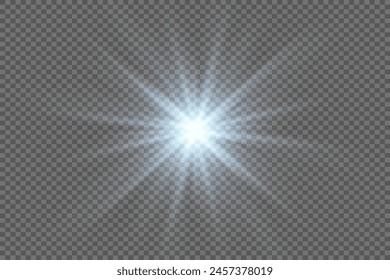 The light effect star flashed. Bright light and flash. On a transparent background.