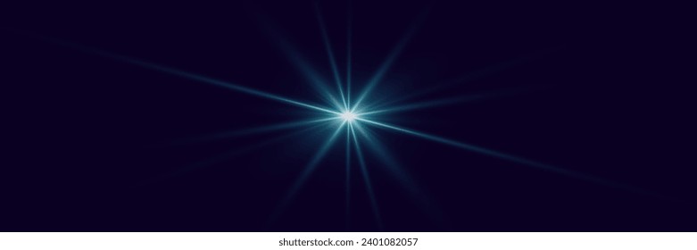 Light effect star flashed. Glare of light and flash. On a black background.