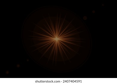 Light effect star flashed. Glare of light and flash. On a black background.