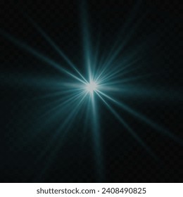 Light effect star flashed. Glare of light and flash. On a black background.