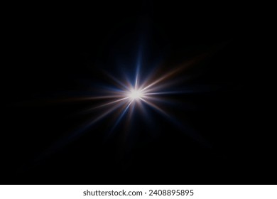 Light effect star flashed. Glare of light and flash. 