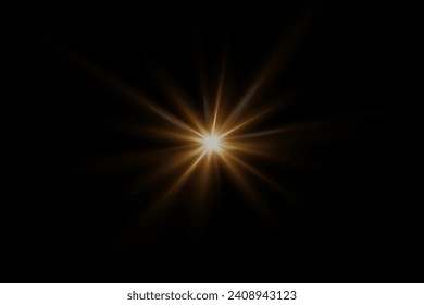 Light effect star flashed. Glare of light and flash. On a black background.