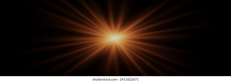 Light effect star flashed. Glare of light and flash. On a black background.	
