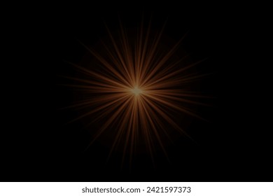 Light effect star flashed. Glare of light and flash. On a black background.