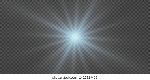 Light effect star flashed. Glare of light and flash. On a black background.