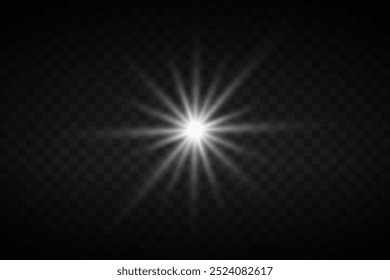 Light effect of star and light rays. On transparent background.	
