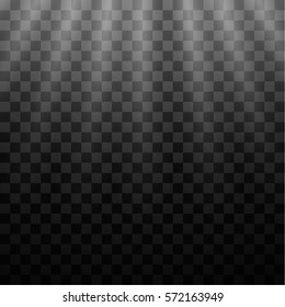 Light effect, sun rays, beams on transparent background. Vector illustration.