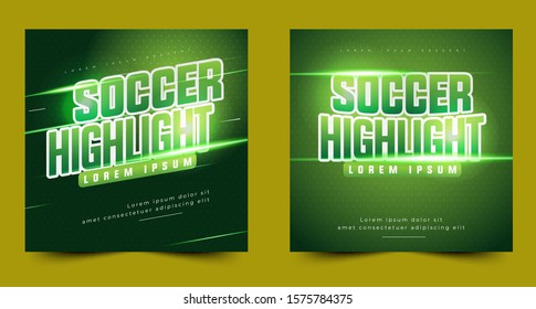 Light Effect Text Soccer Tournament Sports Style Design Event, 3d Text Effect Sport Event Header Or Title, For Poster And Banner. Easy Editable And Customize, Modern Style And Colorful