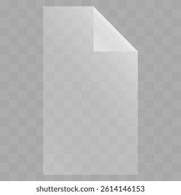 Light effect for transparent plate with folded corner top right . Beautiful realistic reflection. The texture of rectangle glass plate. Stock vector illustration