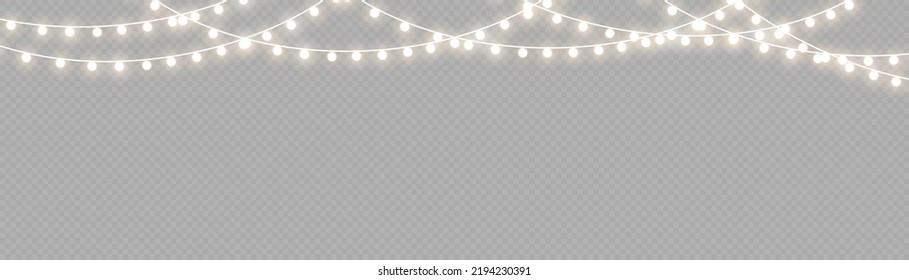 efecto luminoso. Ilustración vectorial. Luces navideñas aisladas en un fondo transparente. Navidad luciendo guirnaldas. Para el nuevo año y navidad.
