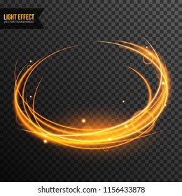 Light Effect vector transparent with line swirl and golden sparkles