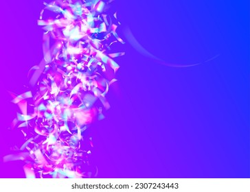 Light Effect. Violet Retro Glare. Fiesta Art. Bright Foil. Blur Carnaval Template. Holographic Confetti. Shiny Flyer. Bokeh Texture. Blue Light Effect