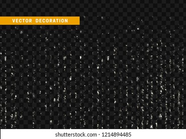 Light effect white glitter. Background bright silver shining particles isolated on transparent background.