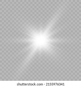 Light effect white glowing light. Solar flare. Glow effect. Starburst with shimmering sparkles.