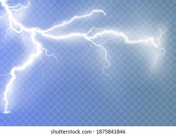 Light Effect Of White Lightning. PNG. Realistic Flash With Lightning. Electric Explosion.