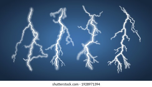 Light effect of white lightning. PNG. Realistic flash with lightning. Electric explosion.