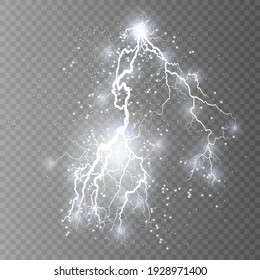 Tornillos relámpago realistas sobre un fondo negro transparente. la carga de la energía es poderosa.
Acumulación de cargas eléctricas naranja y azul.
Un fenómeno natural. Efecto mágico.