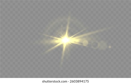 Light effect yellow. Spotlight spark. Stadium Lighting. Sunlight, Spot lighting with insert bams of ICE strobes. Bring in the spotlight with a star.